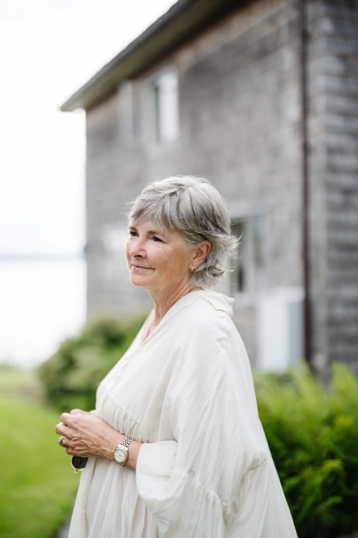 Portrait of Birgitta Svensson outdoors by the sea in Western Sweden